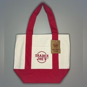 Trader Joe’s Mini Canvas Tote Bag RED - NEW With Tag
